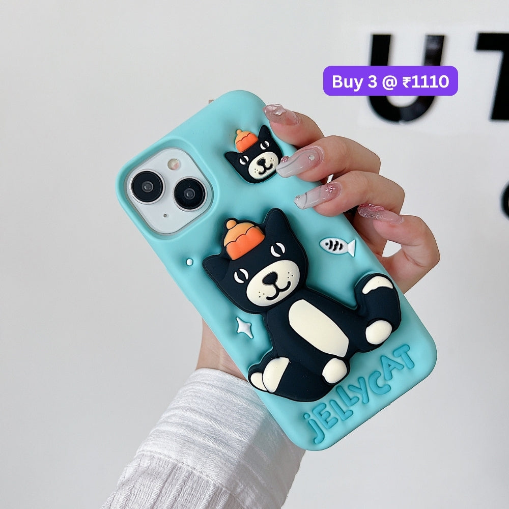 Jelly Cat Stand TPU (Soft) Silicone Phone Case | Mobile Cover - iPhone 16 Plus