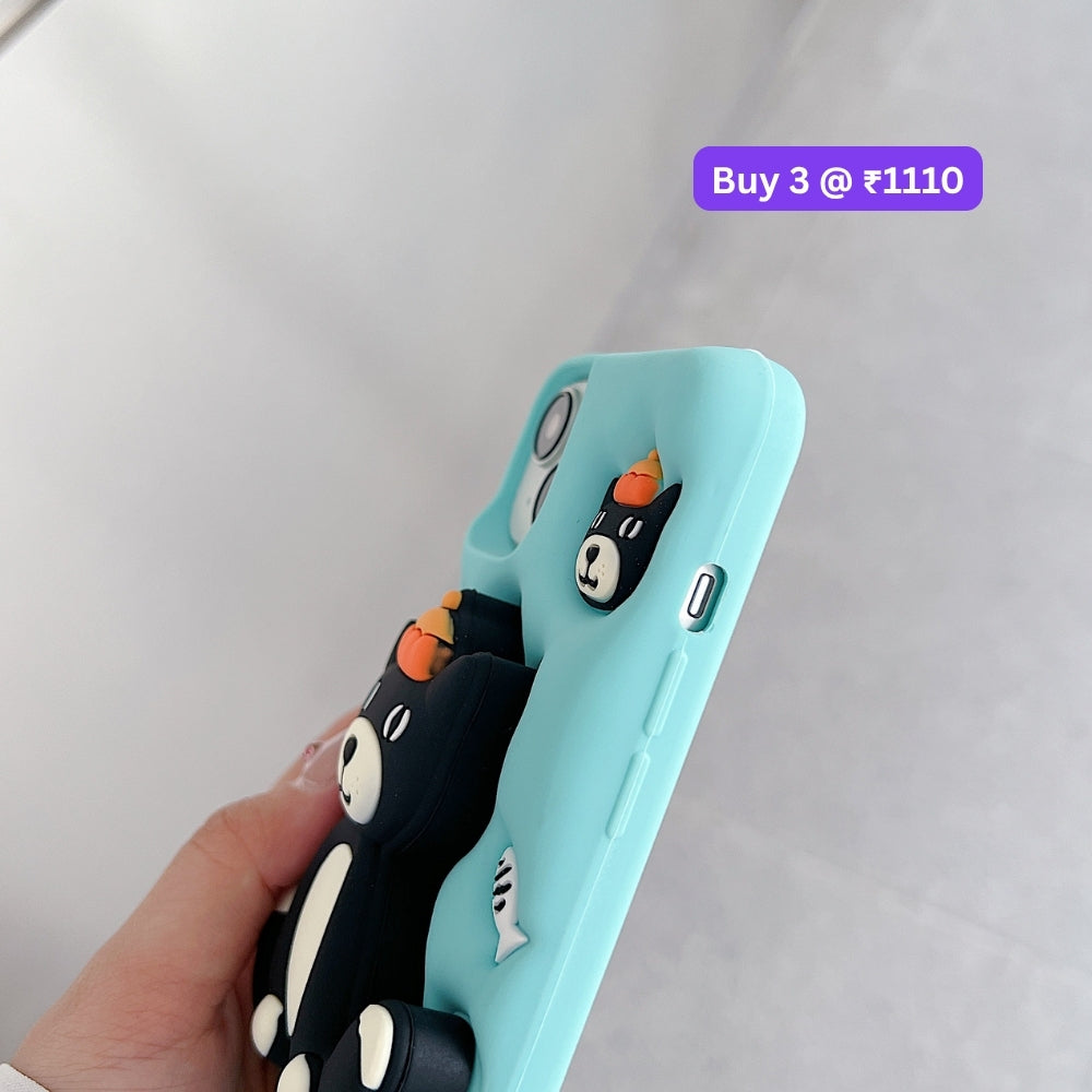 Jelly Cat Stand TPU (Soft) Silicone Phone Case | Mobile Cover - iPhone 16 Plus