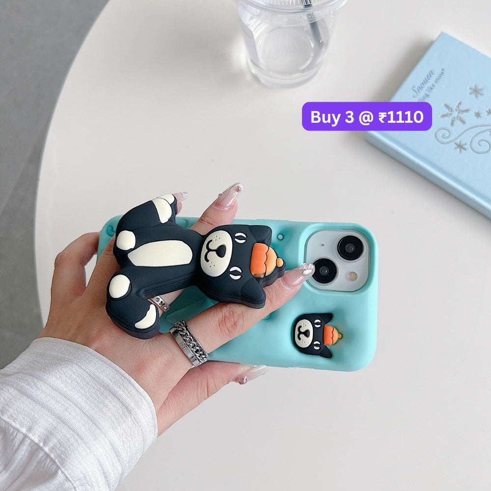 Jelly Cat Stand TPU (Soft) Silicone Phone Case | Mobile Cover - iPhone 16 Plus