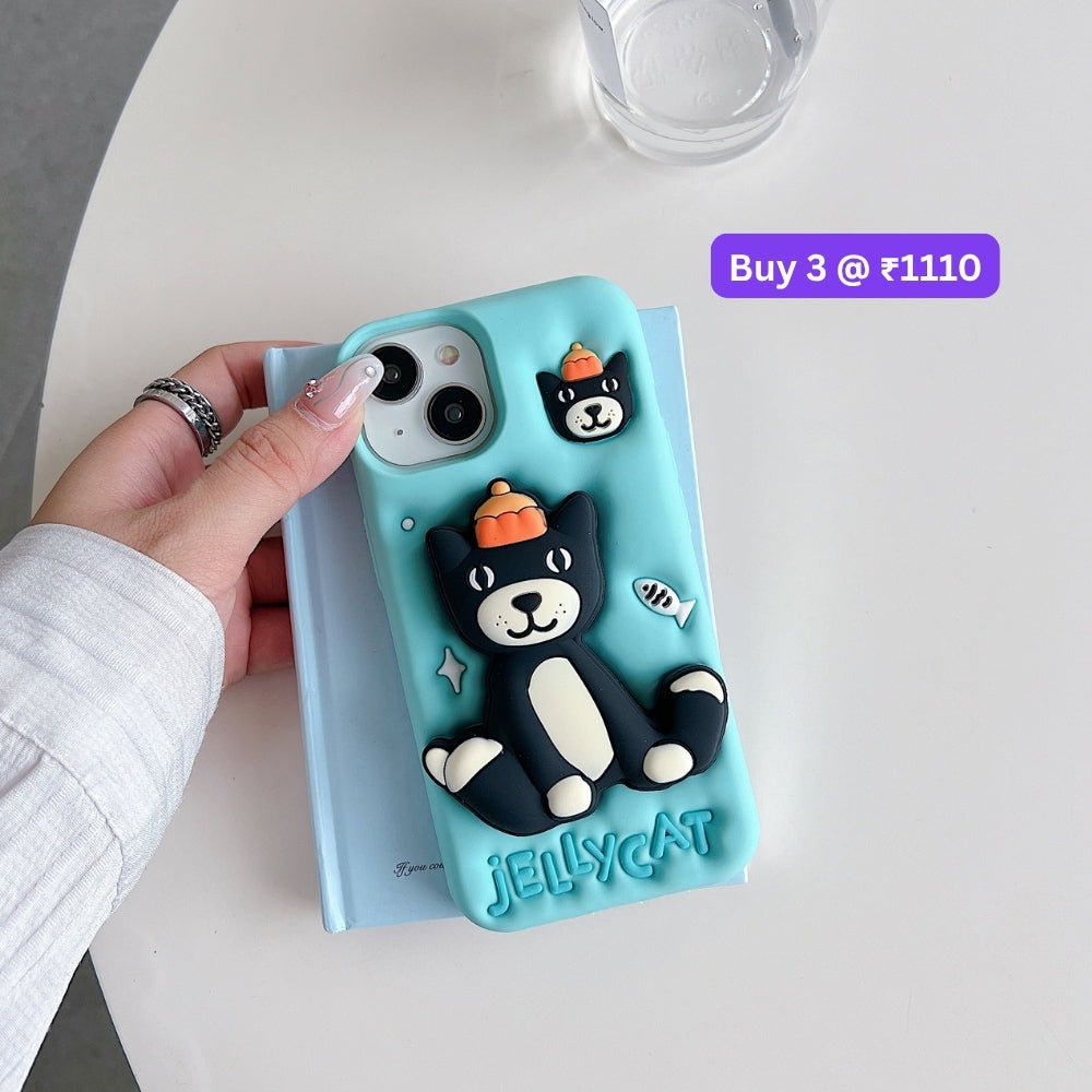 Jelly Cat Stand TPU (Soft) Silicone Phone Case | Mobile Cover - iPhone 16 Plus