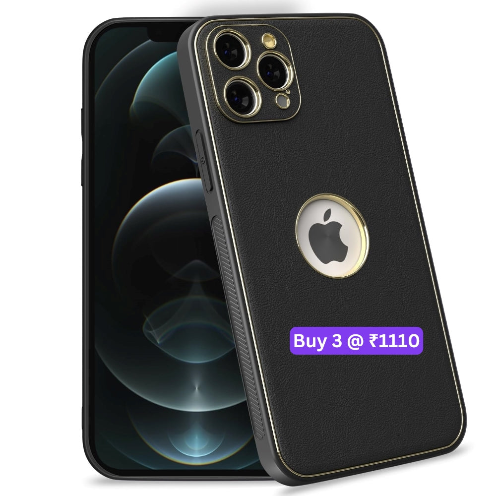 Leather Metal Plating Camera Protection Cover – iPhone 12