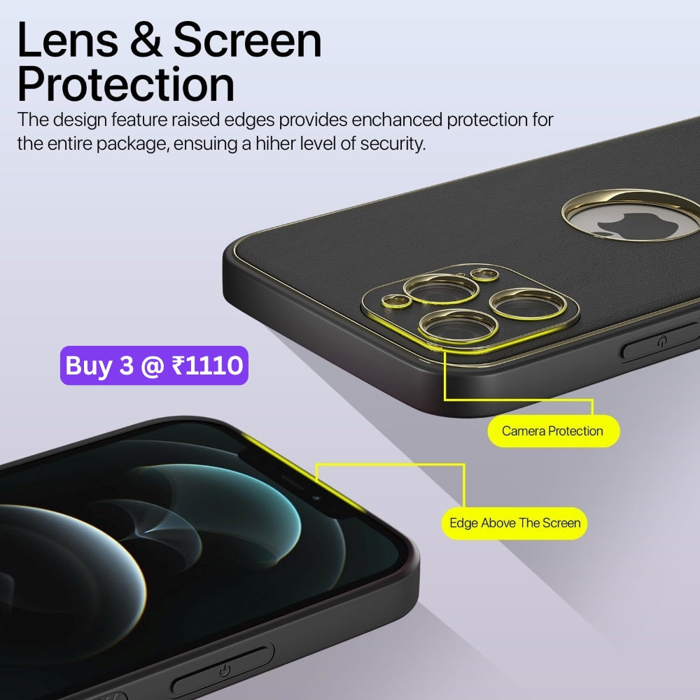 Leather Metal Plating Camera Protection Cover – iPhone 12