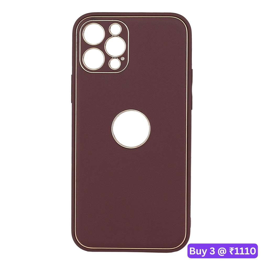 Leather Metal Plating Camera Protection Cover – iPhone 12