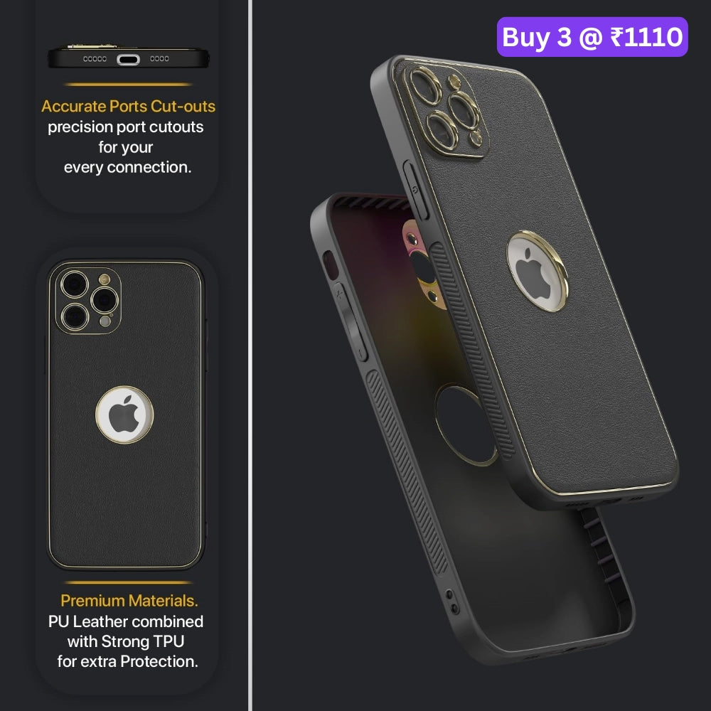 Leather Metal Plating Camera Protection Cover – iPhone 12