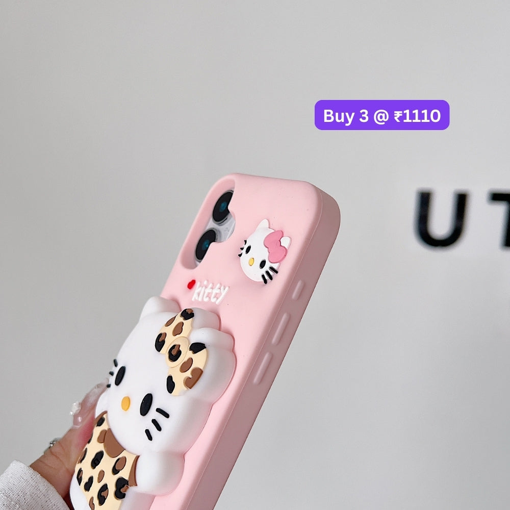 Leopard Print Cat Holder Silicone Phone Case | Mobile Cover - iPhone 12 Pro Max