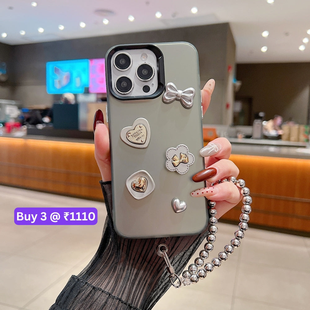 Love Bow Charm Fashionable Protective PC (Hard) Phone Case - Oppo A57 (5G)