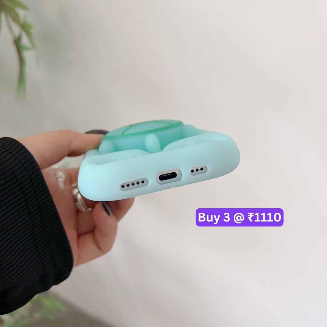 Luminous Tortoise Stand Silicone Soft Phone Case - iPhone 15 Pro Max