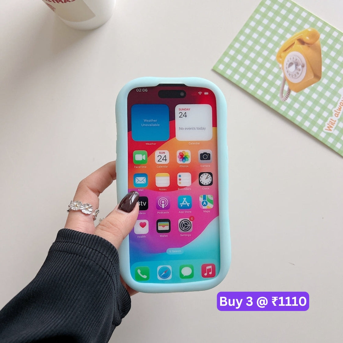 Luminous Tortoise Stand Silicone Soft Phone Case - iPhone 15 Pro Max