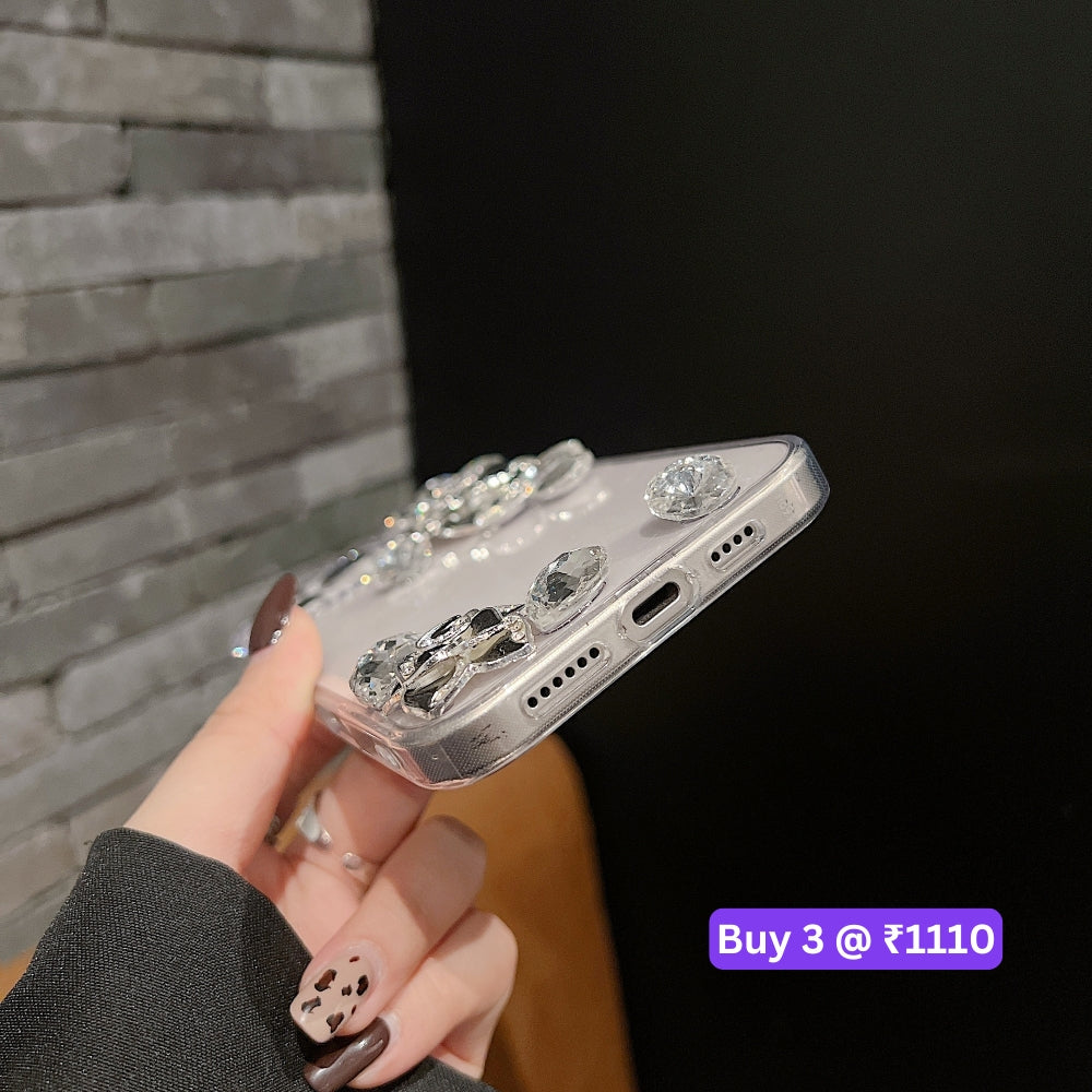 Luxury Camellia Water Diamond Transparent Phone Case - Samsung S25 Ultra