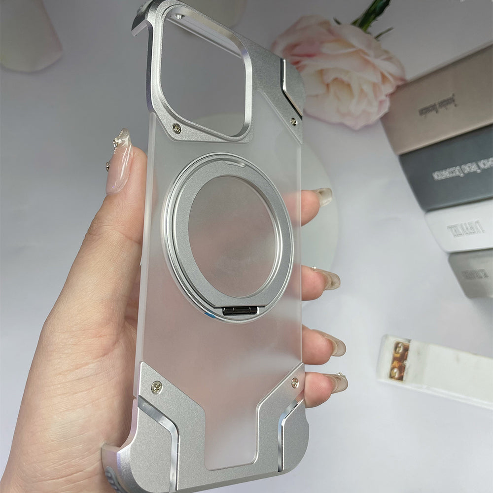 Magnetic Aluminum Alloy Frame Shockproof Phone Case with Ring Holder - iPhone 14