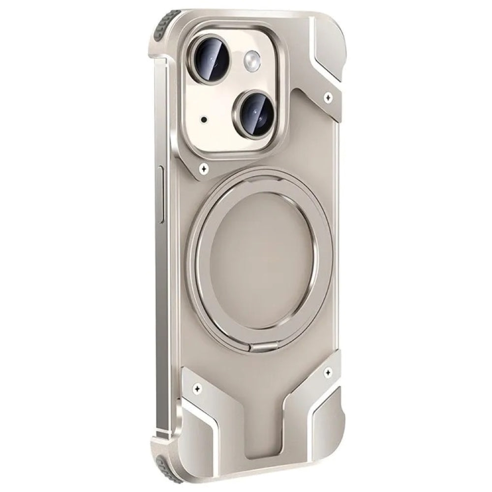 Magnetic Aluminum Alloy Frame Shockproof Phone Case with Ring Holder - iPhone 15
