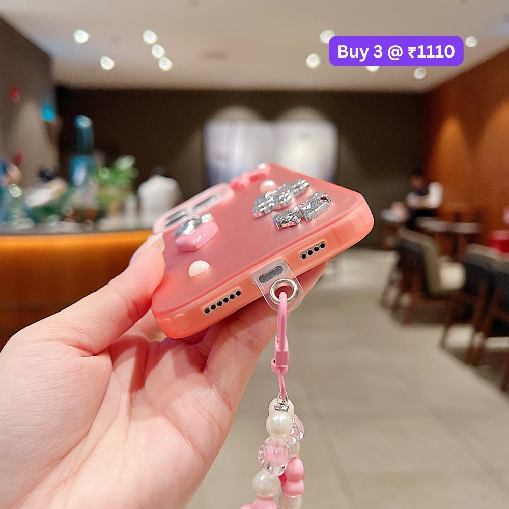 Matte Finish 3D Charm PC (Hard) Phone Case | Mobile Cover with Bracelet - Vivo V29E