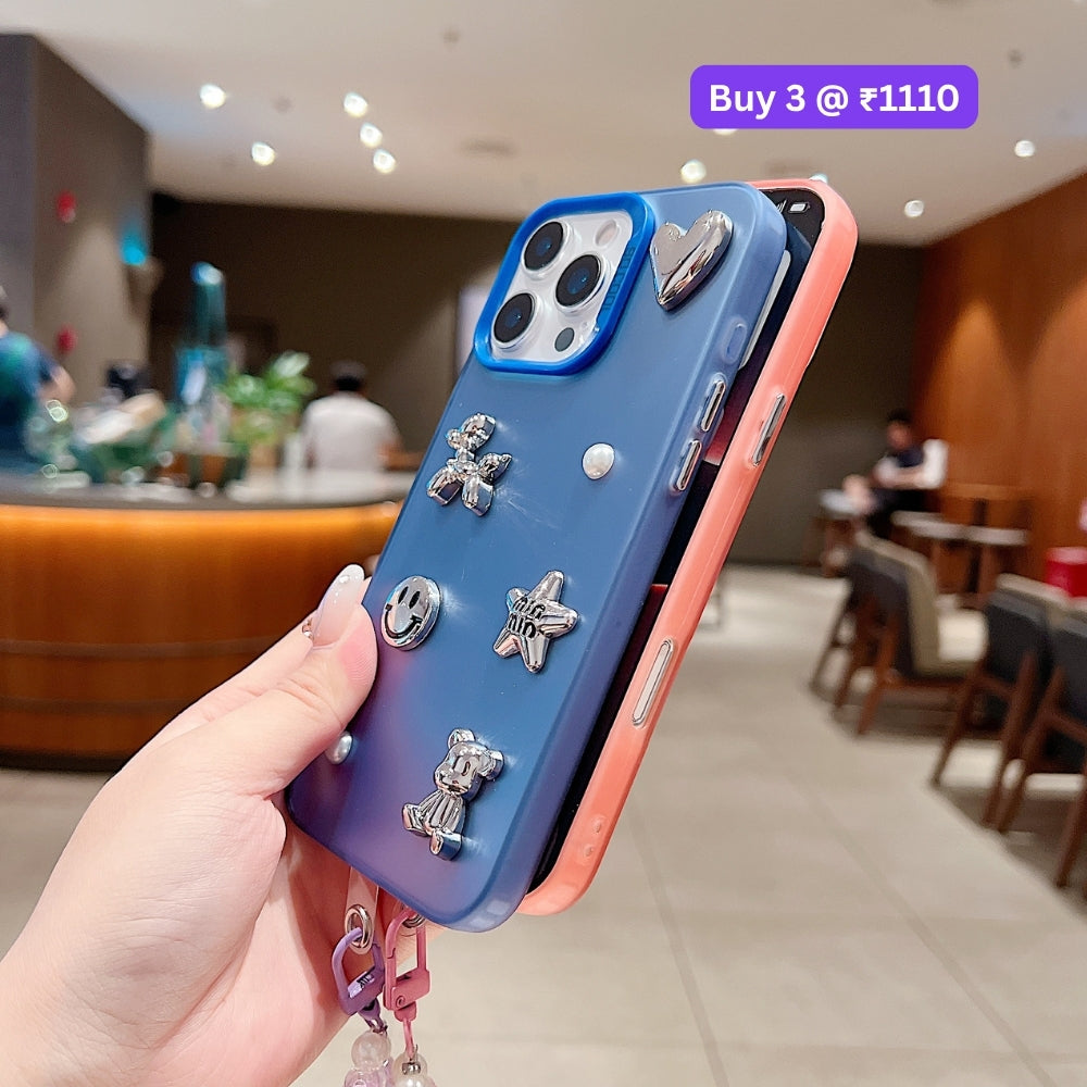 Matte Finish 3D Charm PC (Hard) Phone Case | Mobile Cover with Bracelet - Vivo V29E