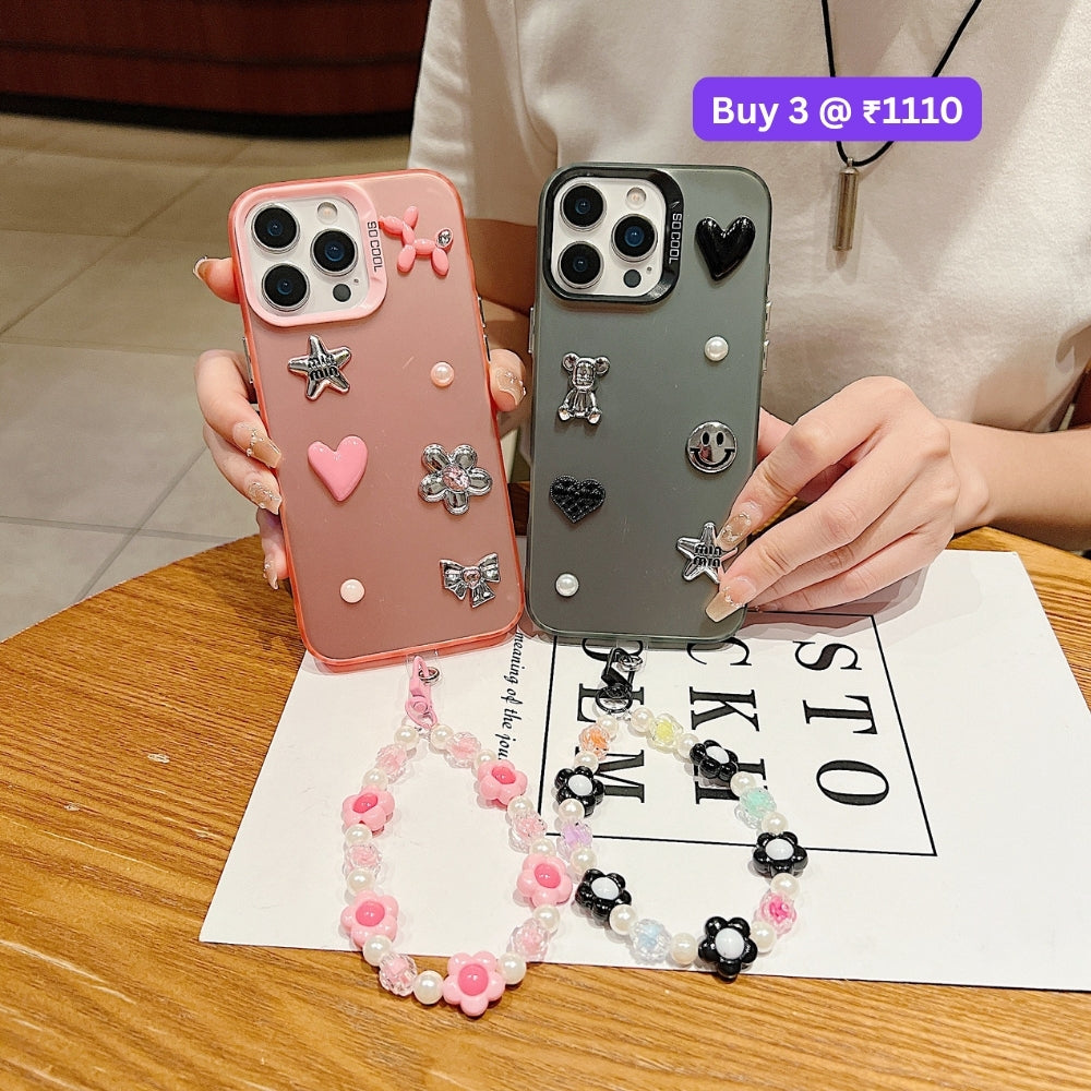 Matte Finish 3D Charm PC (Hard) Phone Case | Mobile Cover with Bracelet - Vivo V29E