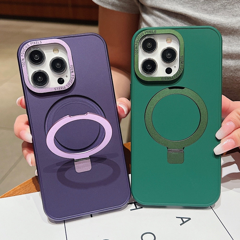 Matte Magsafe with Metal Camera Frame Stand Phone Case - iPhone 15 Pro Max
