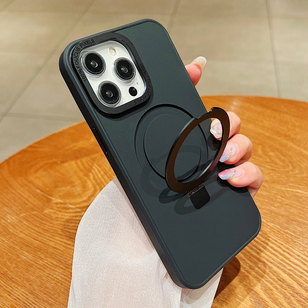 Matte Magsafe with Metal Camera Frame Stand Phone Case - iPhone 15 Pro Max