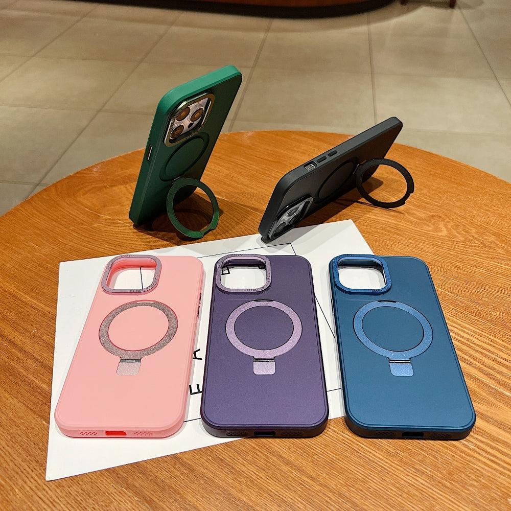 Matte Magsafe with Metal Camera Frame Stand Phone Case - iPhone 13