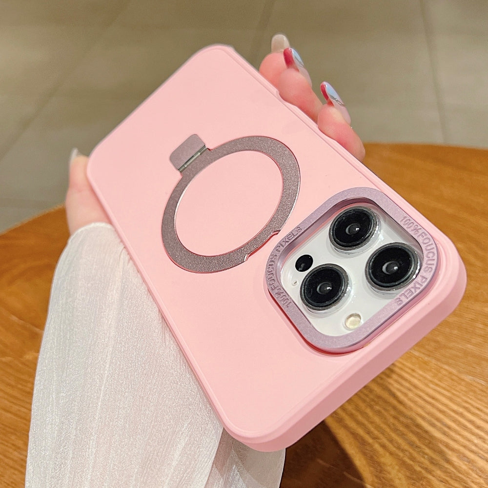 Matte Magsafe with Metal Camera Frame Stand Phone Case - iPhone 15 Pro Max