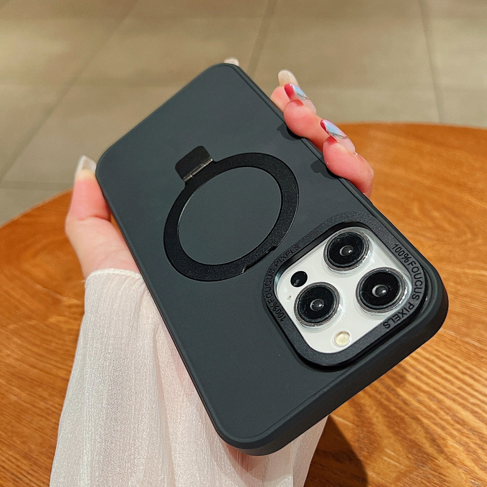 Matte Magsafe with Metal Camera Frame Stand Phone Case - iPhone 14