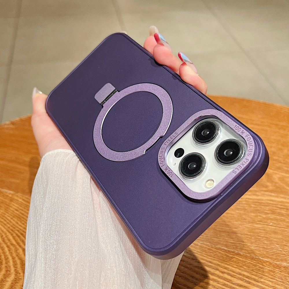 Matte Magsafe with Metal Camera Frame Stand Phone Case - iPhone 15 Pro Max