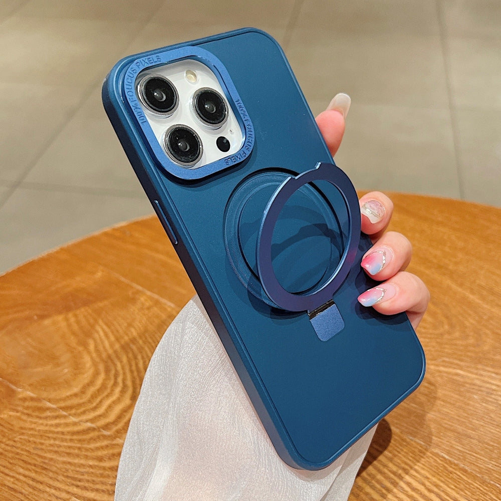 Matte Magsafe with Metal Camera Frame Stand Phone Case - iPhone 15 Pro Max