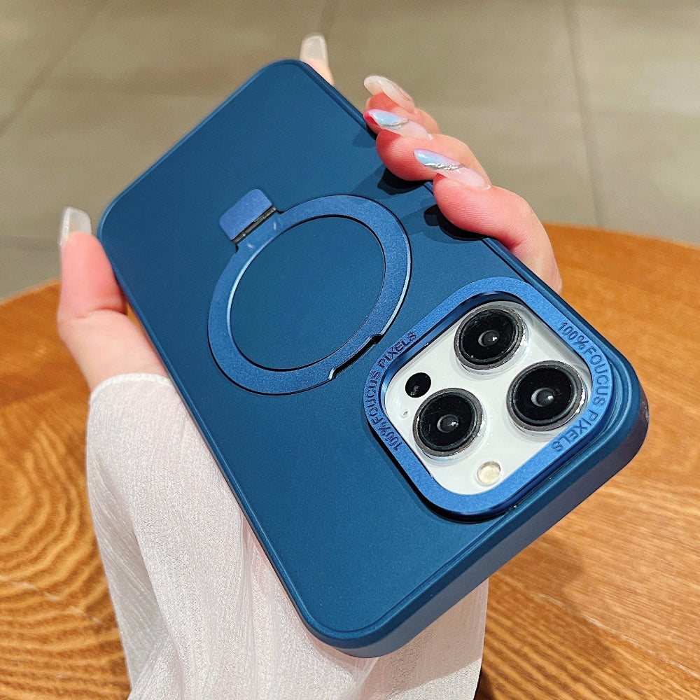 Matte Magsafe with Metal Camera Frame Stand Phone Case - iPhone 15 Pro Max