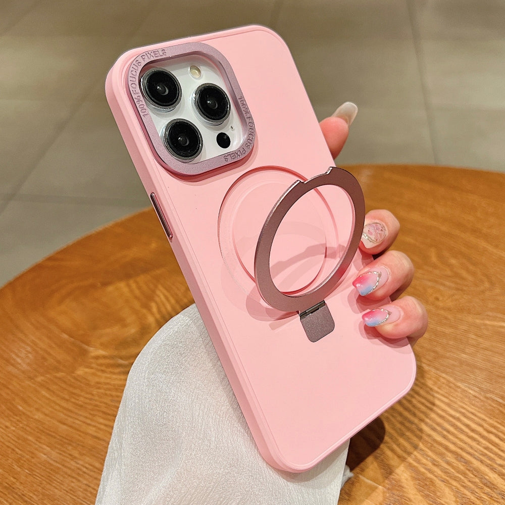 Matte Magsafe with Metal Camera Frame Stand Phone Case - iPhone 15 Pro Max
