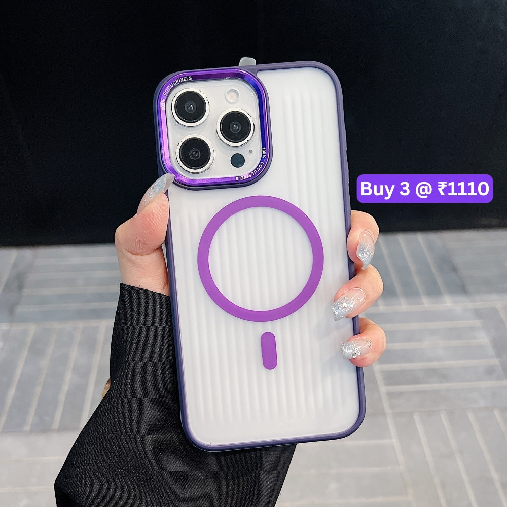 Metal Lens Frame Magnetic Wireless PC (Hard) Phone Case - iPhone 15 Pro Max