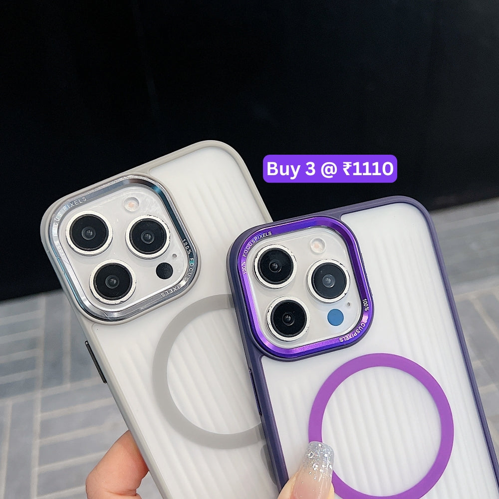 Metal Lens Frame Magnetic Wireless PC (Hard) Phone Case - iPhone 15 Pro Max