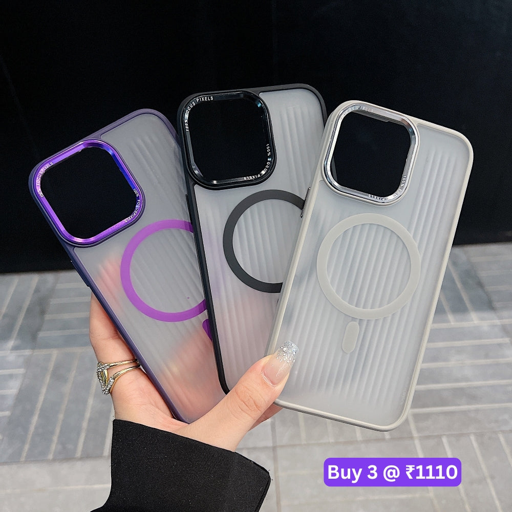 Metal Lens Frame Magnetic Wireless PC (Hard) Phone Case - iPhone 15 Pro Max