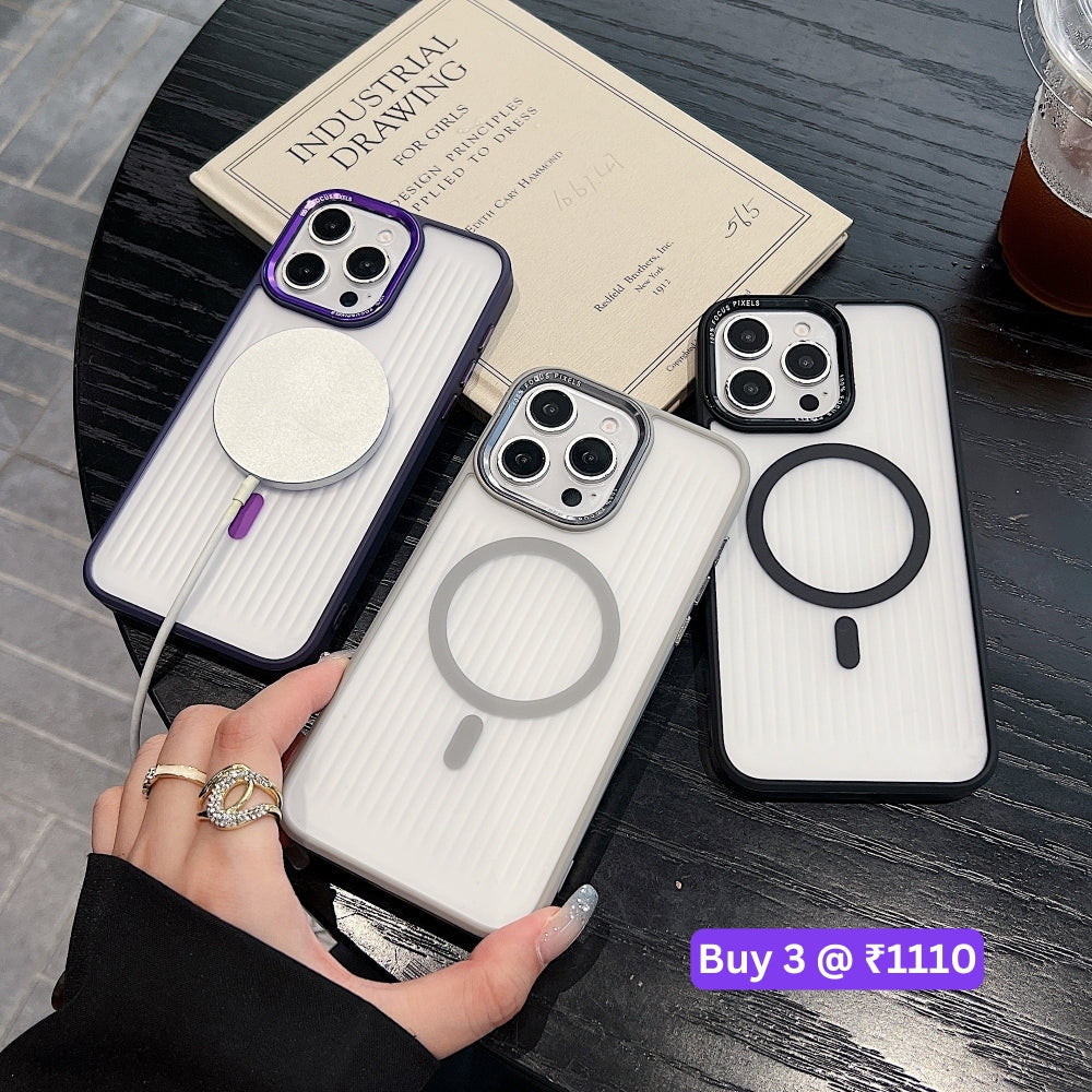 Metal Lens Frame Magnetic Wireless PC (Hard) Phone Case - iPhone 15 Pro Max