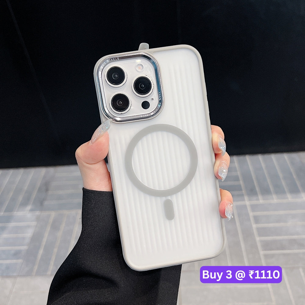 Metal Lens Frame Magnetic Wireless PC (Hard) Phone Case - iPhone 15 Pro Max