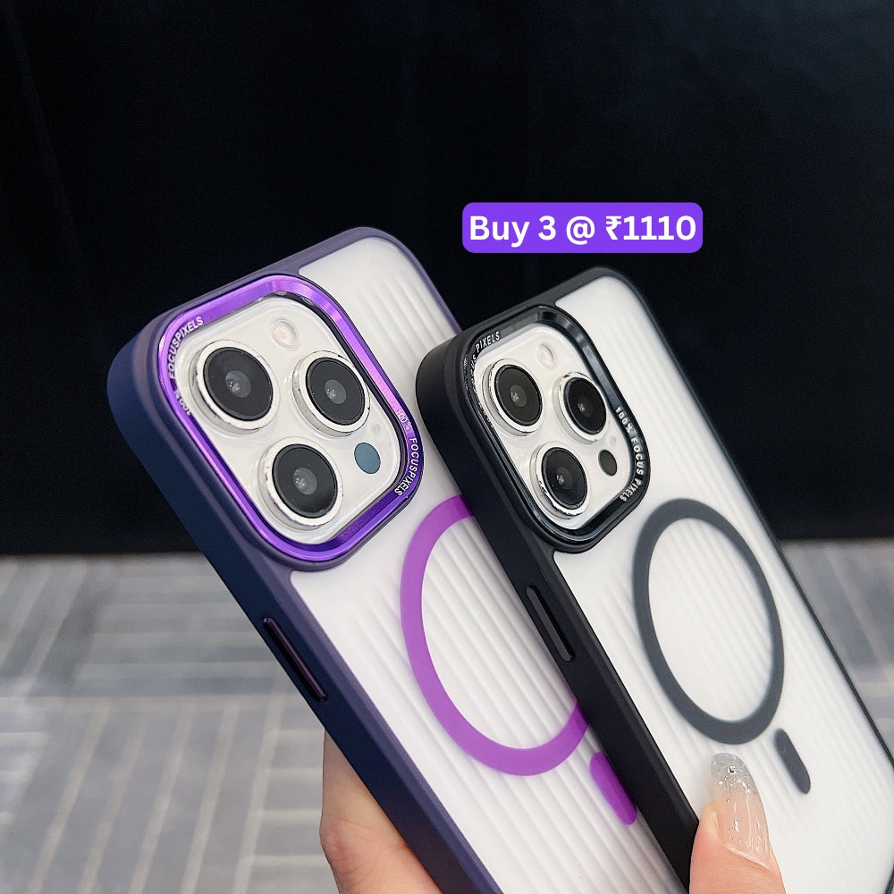 Metal Lens Frame Magnetic Wireless PC (Hard) Phone Case - iPhone 15 Pro Max