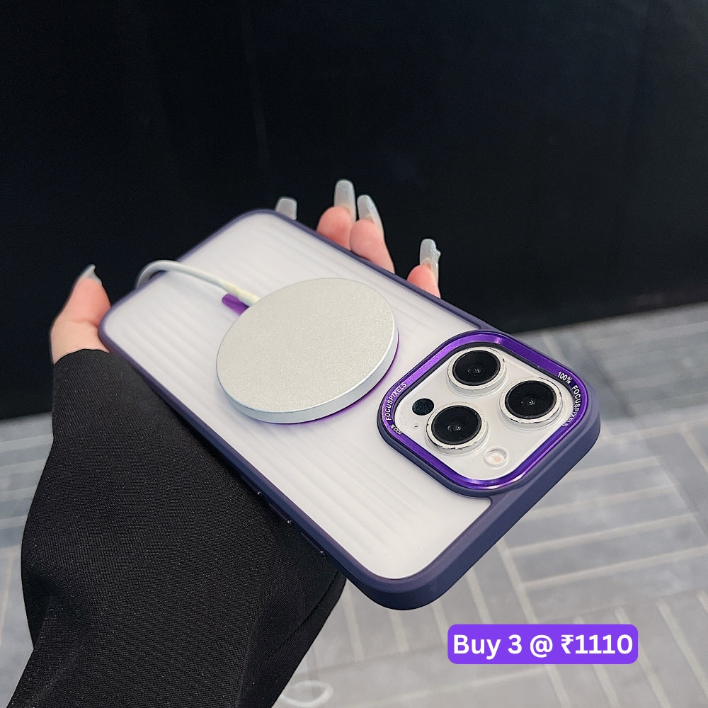 Metal Lens Frame Magnetic Wireless PC (Hard) Phone Case - iPhone 15 Pro Max
