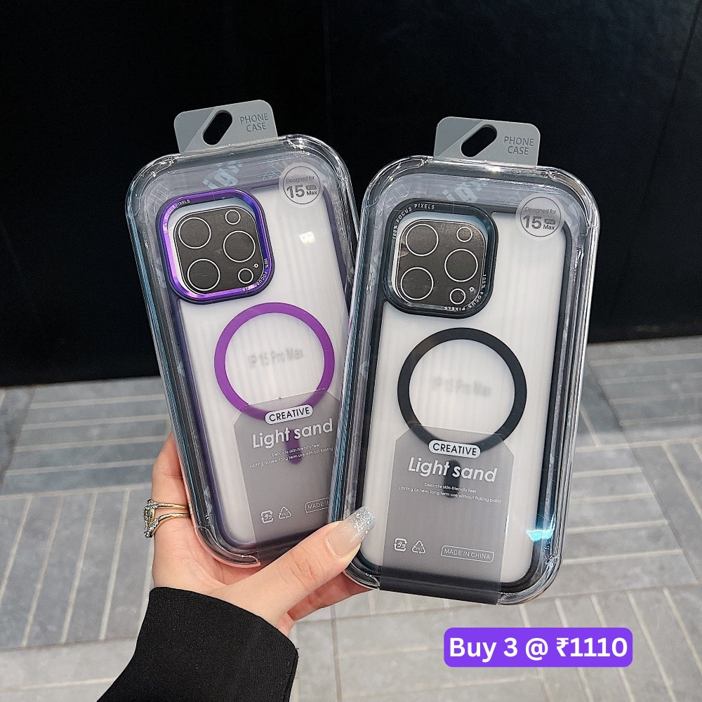 Metal Lens Frame Magnetic Wireless PC (Hard) Phone Case - iPhone 15 Pro Max