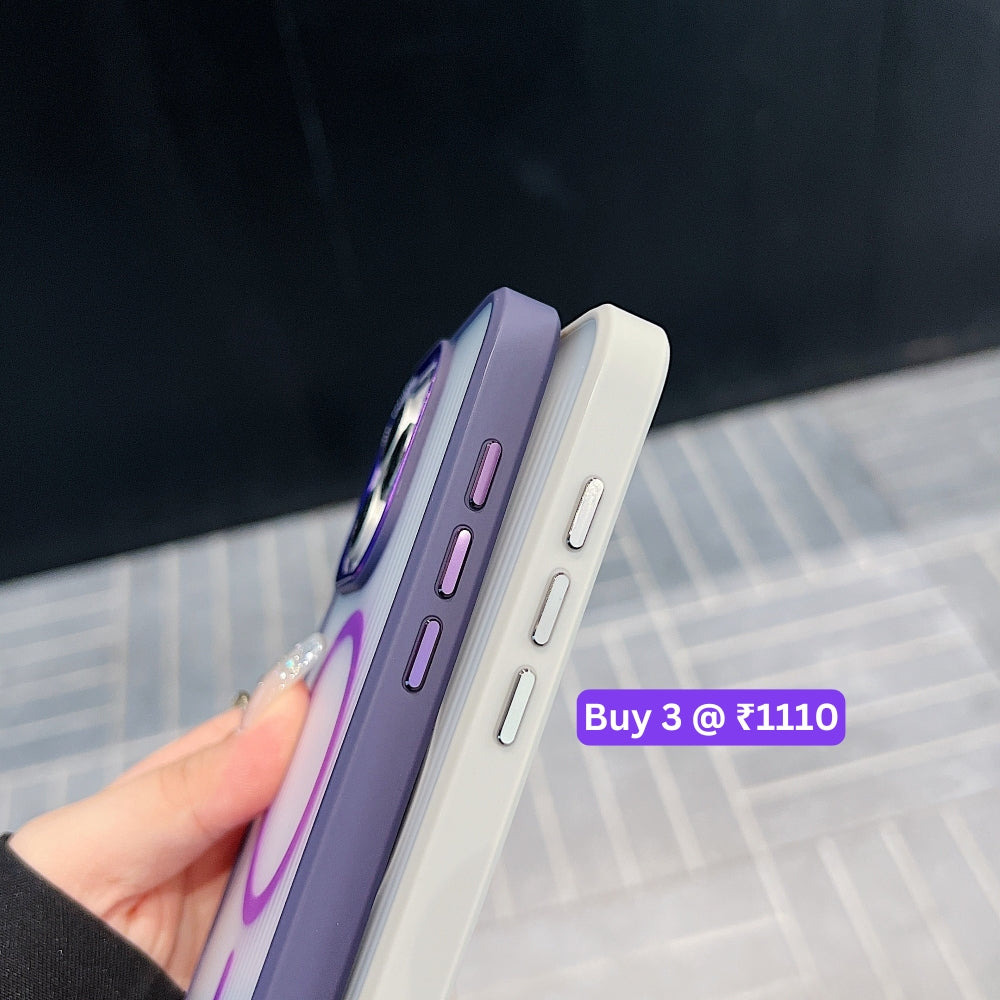 Metal Lens Frame Magnetic Wireless PC (Hard) Phone Case - iPhone 15 Pro Max