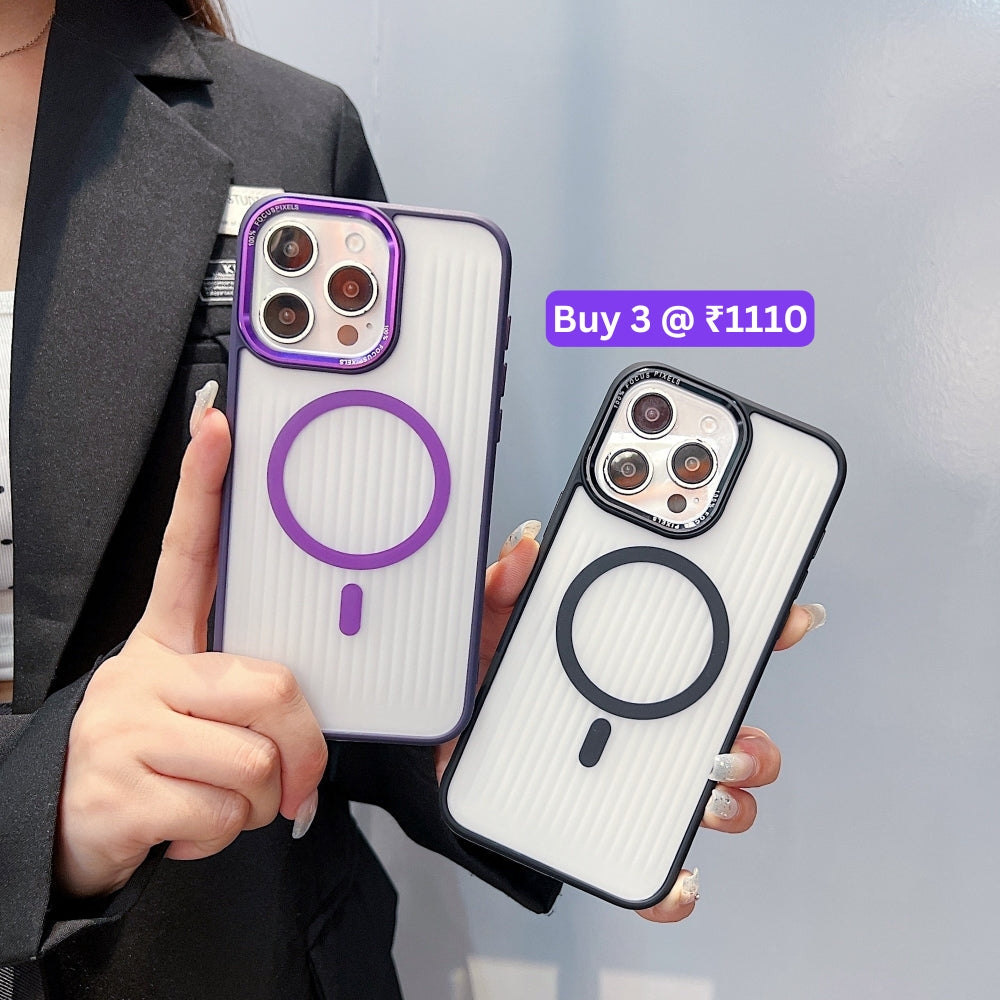 Metal Lens Frame Magnetic Wireless PC (Hard) Phone Case - iPhone 15 Pro Max