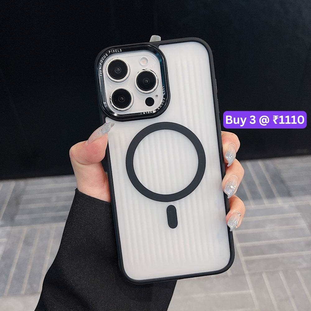 Metal Lens Frame Magnetic Wireless PC (Hard) Phone Case - iPhone 15 Pro Max
