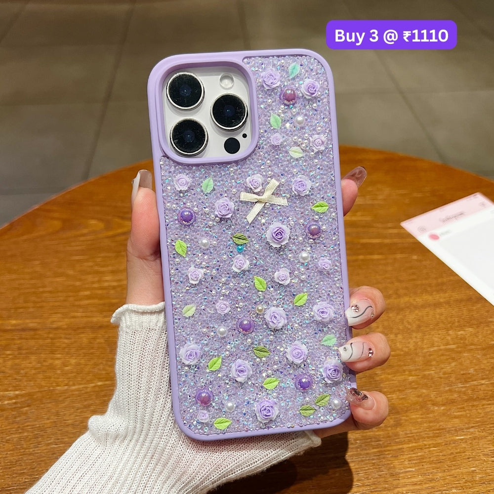 Miniature Rose Glitter Flower PC (Hard) Phone Case - iPhone 16 Plus