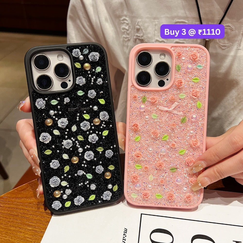 Miniature Rose Glitter Flower PC (Hard) Phone Case - Samsung S23 Ultra