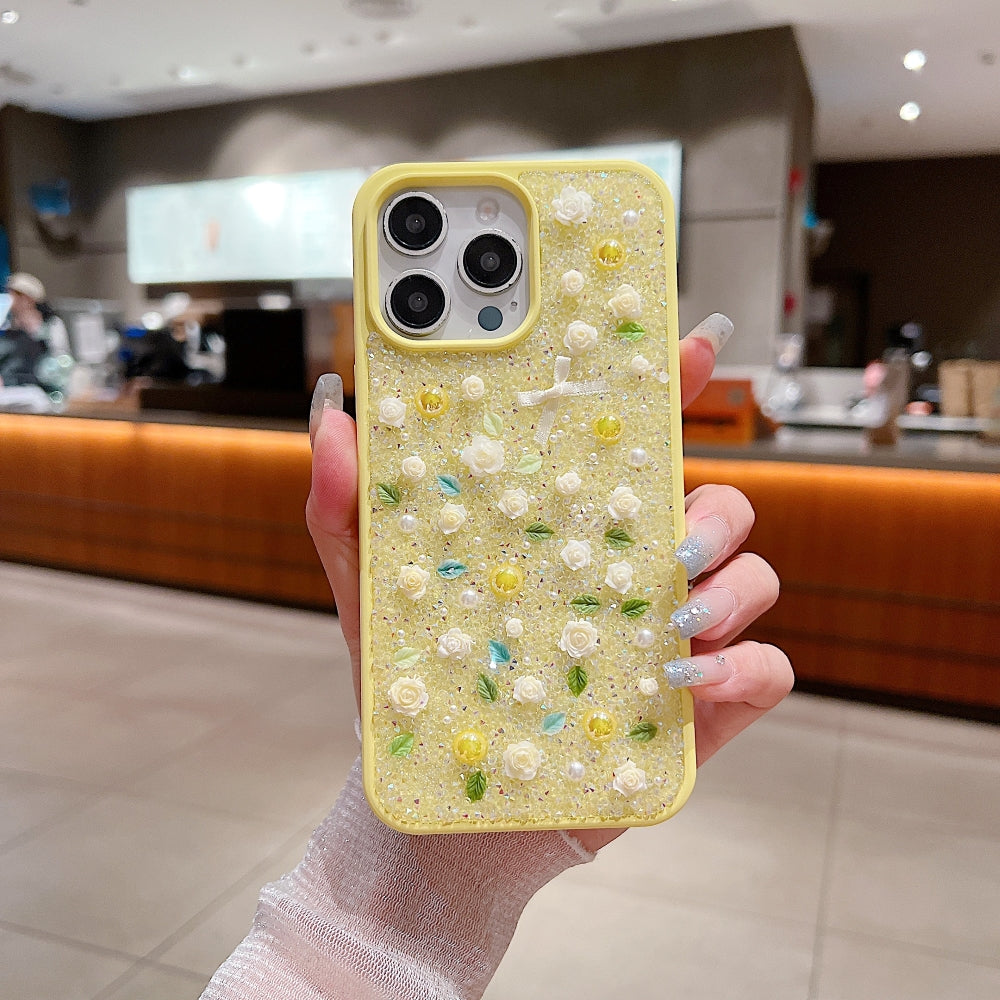 Miniature Rose Glitter Flower PC (Hard) Phone Case - iPhone 16 Plus
