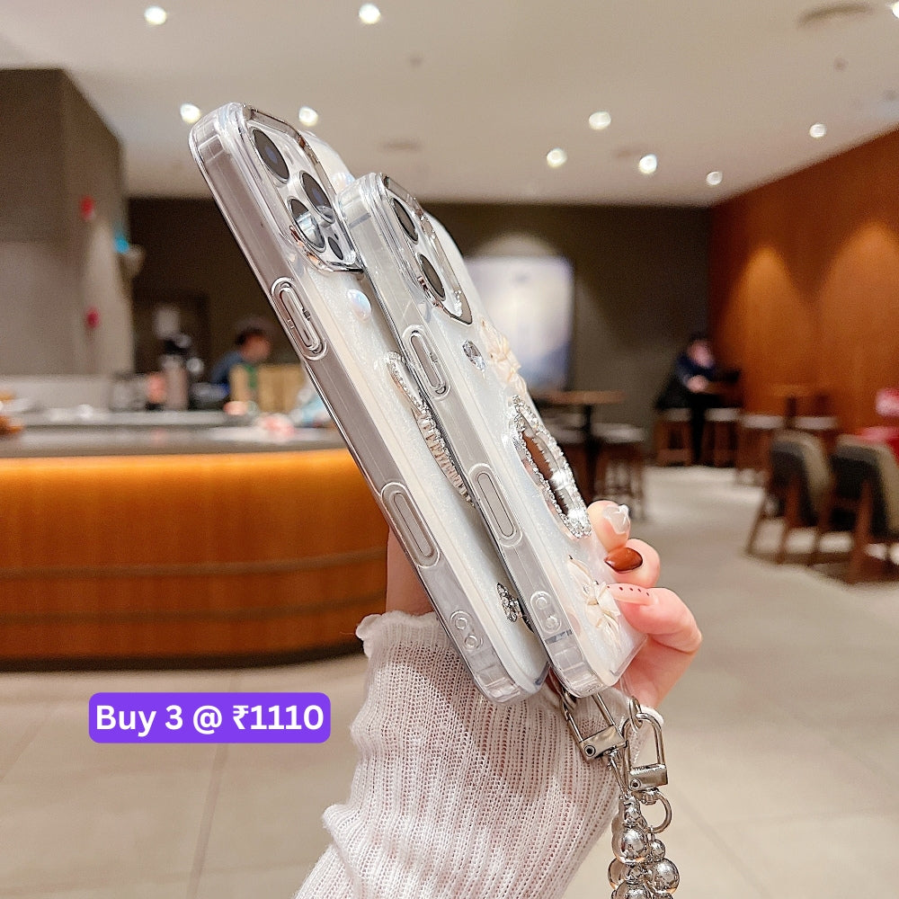 Mirror Rubber Gel TPU (Soft) Phone Case with Bracelet - iPhone 16 Plus