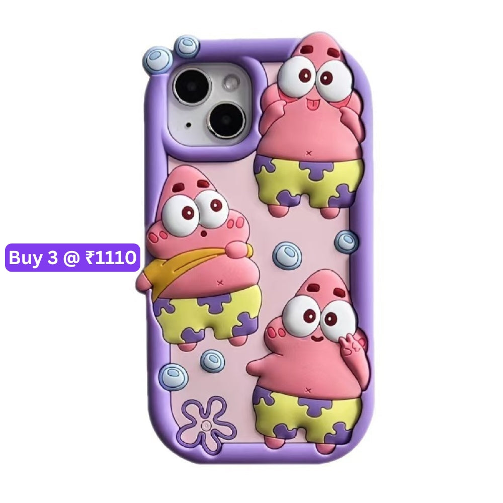 Patrick Star Cartoon TPU (Soft) Silicone Phone Case with Bracelet - iPhone 15 Pro Max