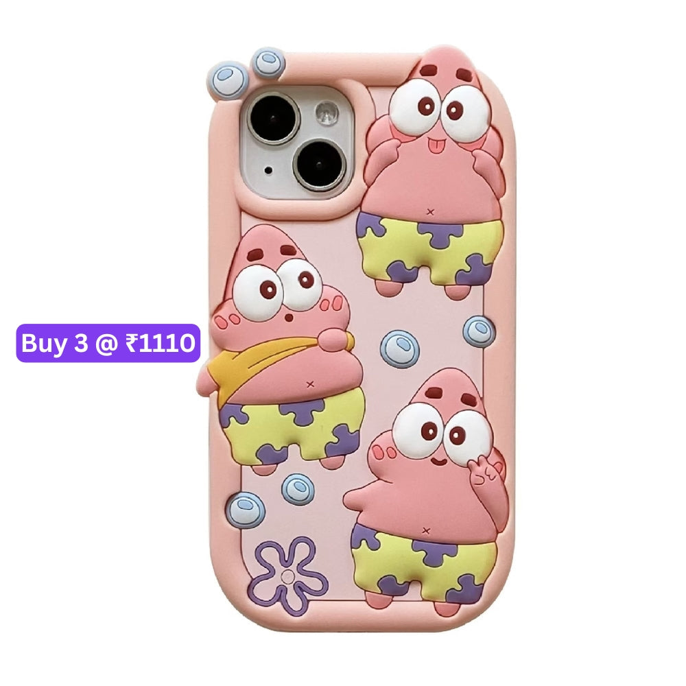 Patrick Star Cartoon TPU (Soft) Silicone Phone Case with Bracelet - iPhone 15 Pro Max