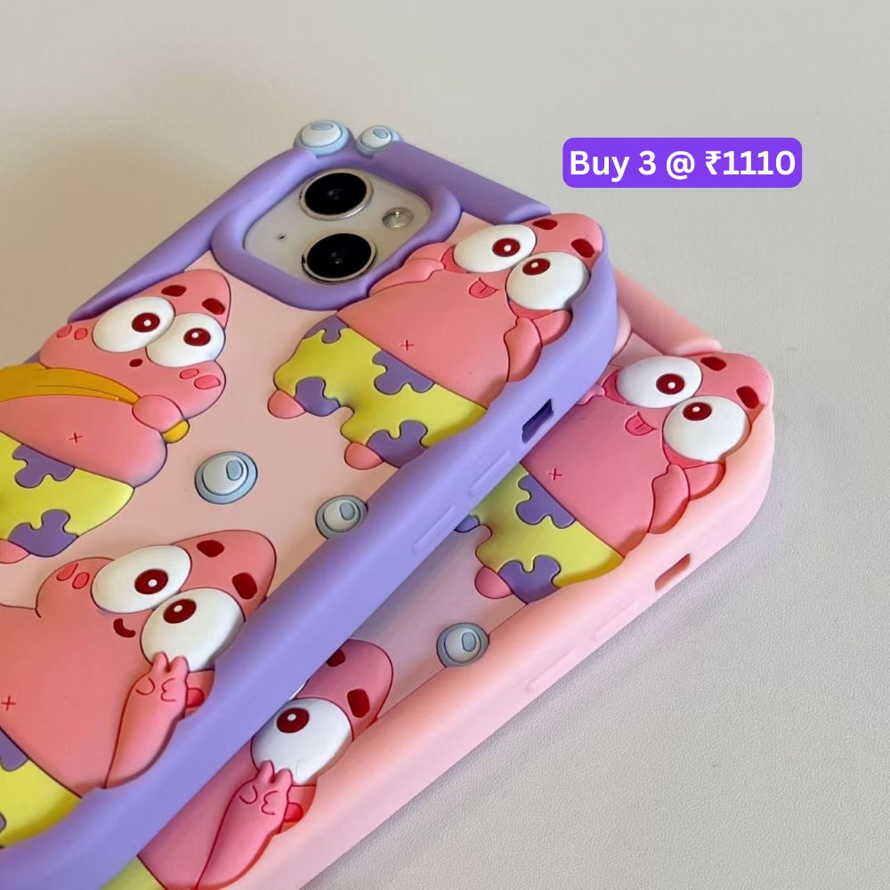 Patrick Star Cartoon TPU (Soft) Silicone Phone Case with Bracelet - iPhone 15 Pro Max