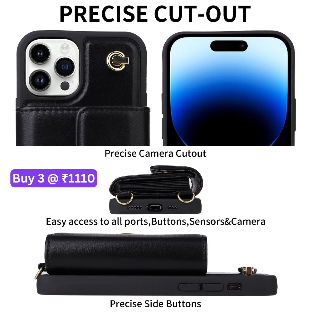 Phone Protective PU Leather Wallet Purse Case with Card Holder - iPhone 12 Pro Max