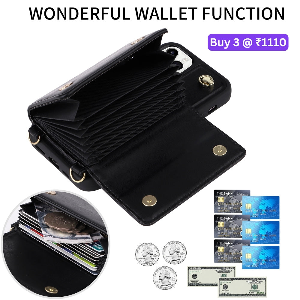 Phone Protective PU Leather Wallet Purse Case with Card Holder - iPhone 12 Pro Max