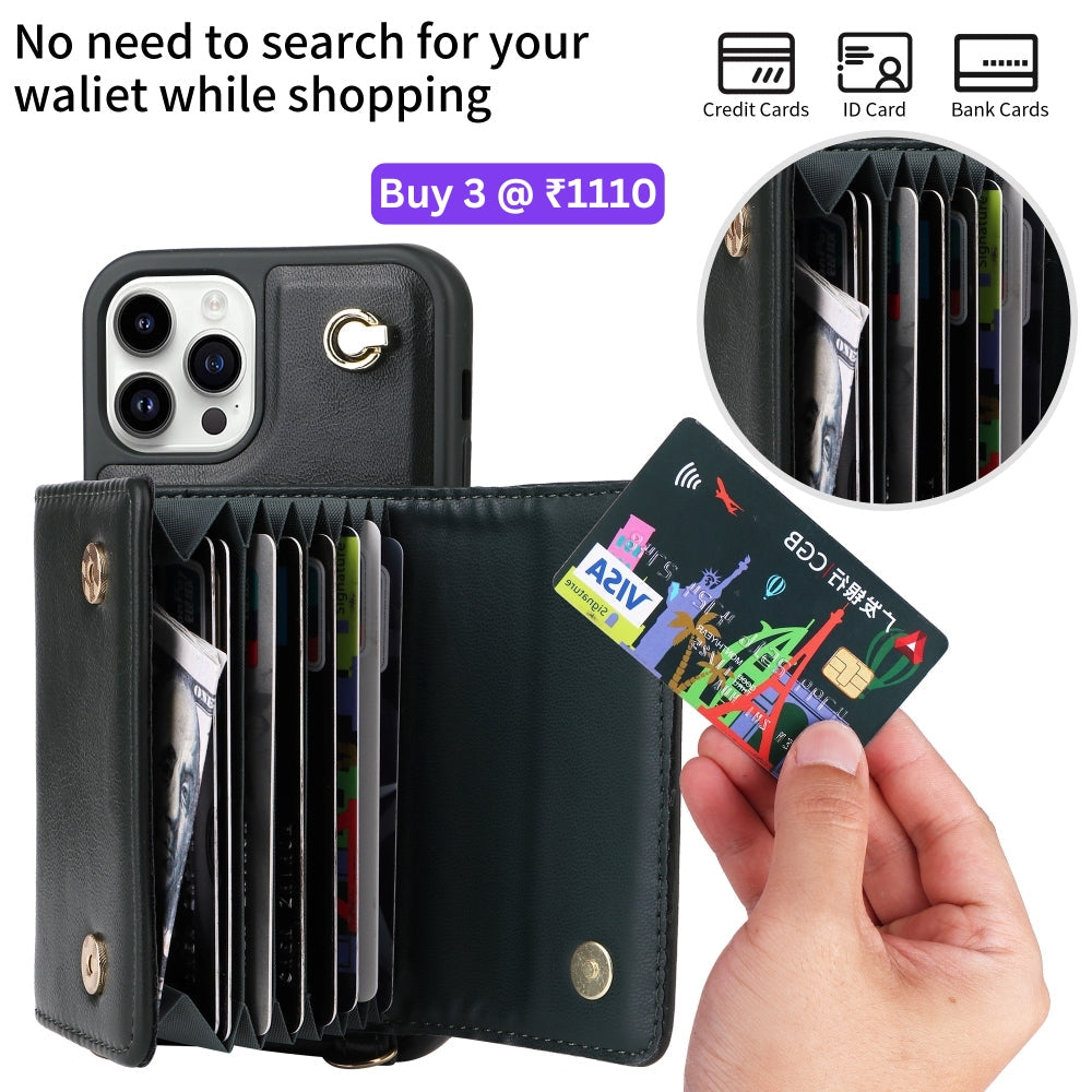 Phone Protective PU Leather Wallet Purse Case with Card Holder - iPhone 12 Pro Max
