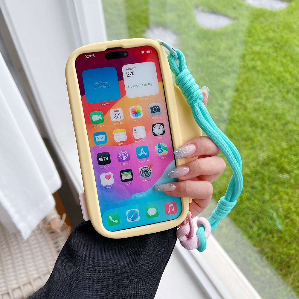 Retro Camera Shape Stand Phone Case With Lanyard Strap - iPhone 15 Pro Max