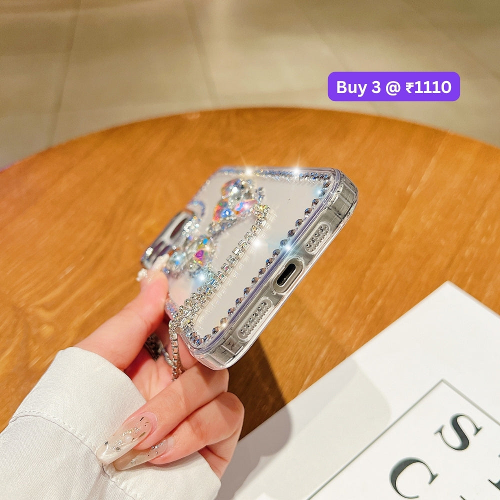 Rhinestone Butterfly Stone Transparent TPU (Soft) Phone Case | Mobile Cover - Samsung S23 Ultra